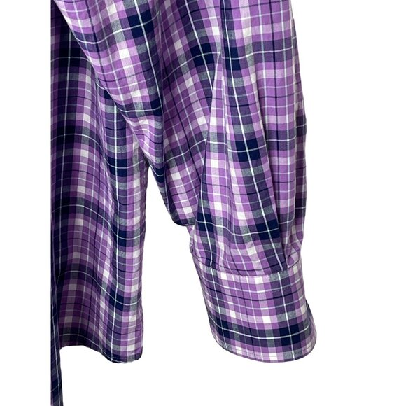 Jos A Bank Men’s Medium Purple Plaid Button Down Long Sleeve Traveler Tech Shirt - Picture 6 of 13